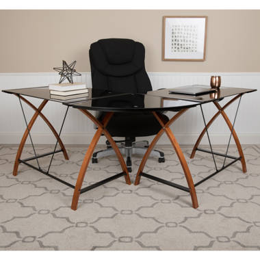 Modern glass deals l shaped desk